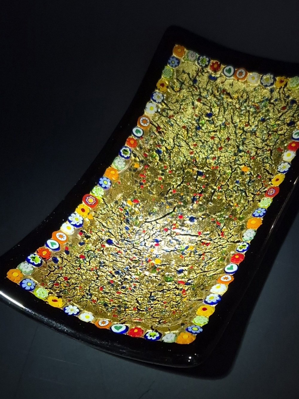 Gold Millefiori Glass Decorative Tray - Home Art